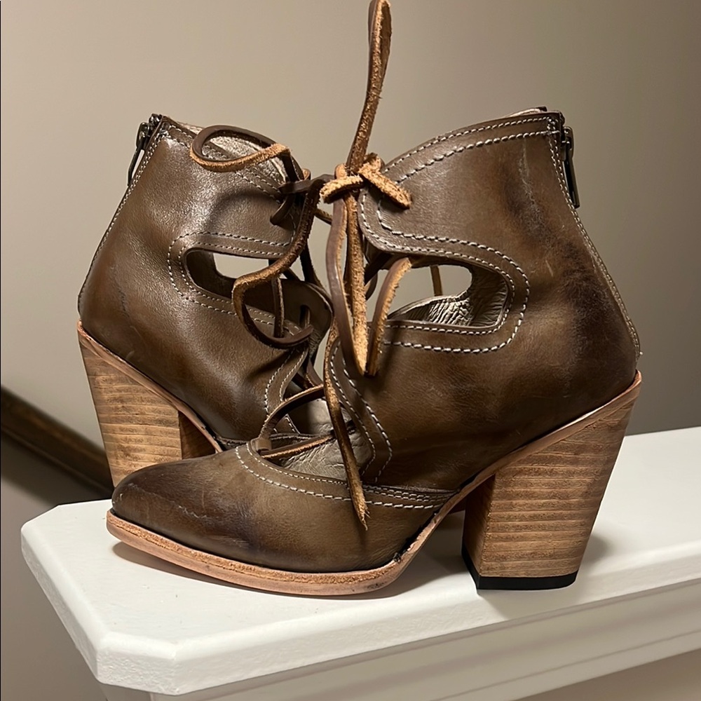 Freebird by Steven Brown Lace Up Boots with Chunky Heel